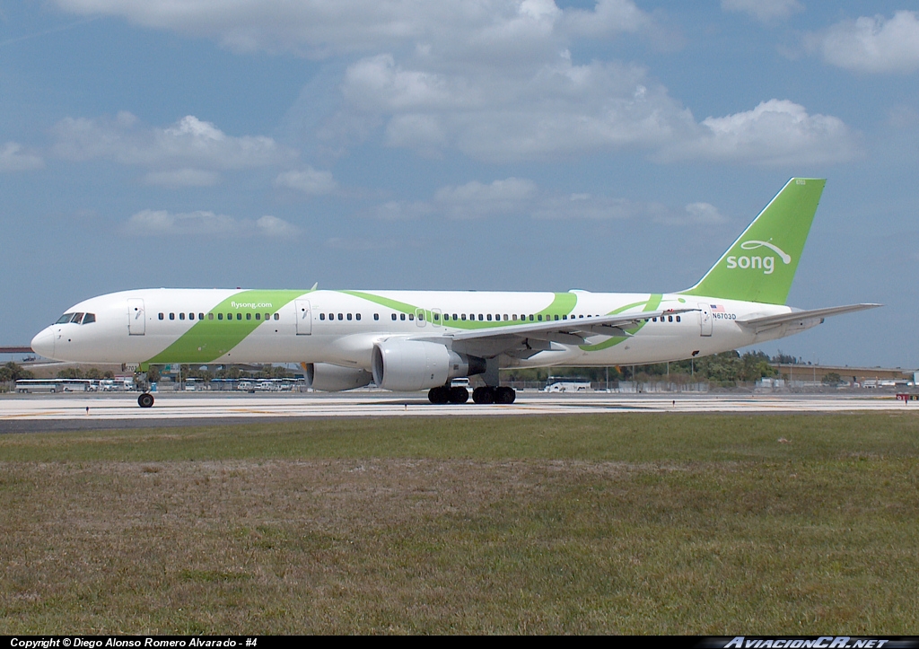 N6703D - Boeing 757-232 - Song