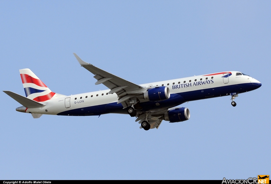 G-LCYK - Embraer 190-100SR - BA CityFlyer